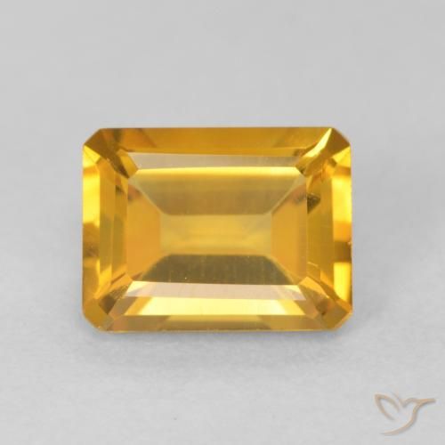 1.54ct Natural Orange-Gold Citrine, Emerald Cut, VVS