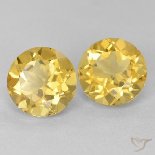 3.92 ctw Golden Citrine Stones, Natural Citrine in Round Facet Shape for Sale