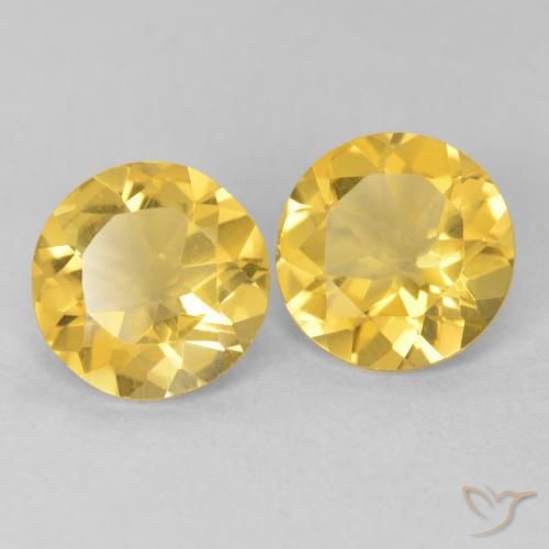 2.81 ctw Golden Citrine Stones, Natural Citrine in Round Facet Shape for Sale