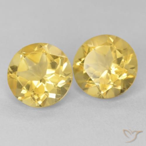 3.58 ctw Golden Citrine Stones, Natural Citrine in Round Facet Shape for Sale