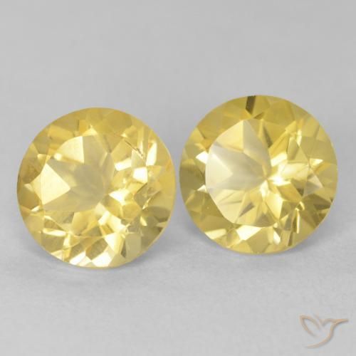 3.64 ctw Yellow Citrine Stones, Natural Citrine in Round Facet Shape for Sale