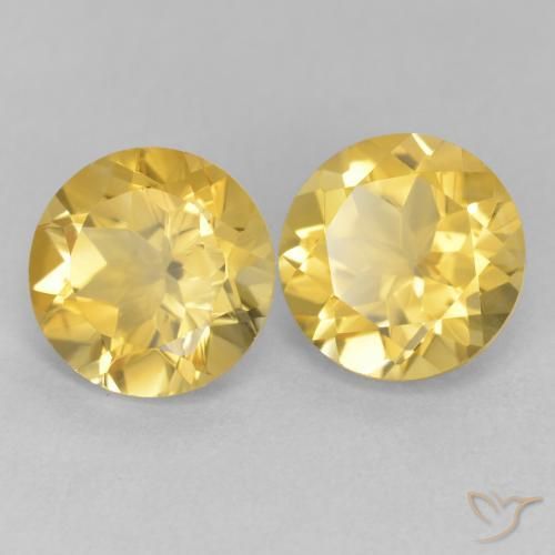 3.49 ctw Yellow Citrine Stones, Natural Citrine in Round Facet Shape for Sale