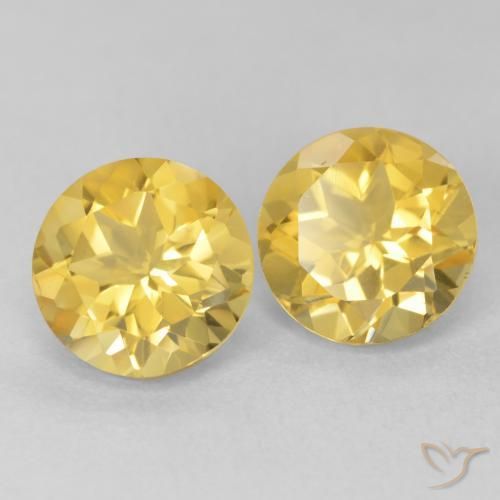 3.57 ctw Golden Citrine Stones, Natural Citrine in Round Facet Shape for Sale