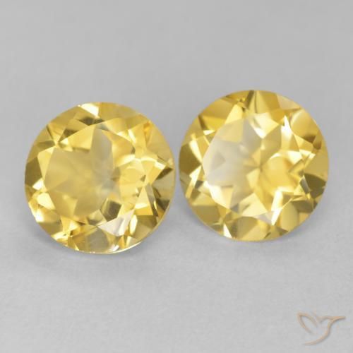 3.04 ctw Yellow Citrine Stones, Natural Citrine in Round Facet Shape for Sale
