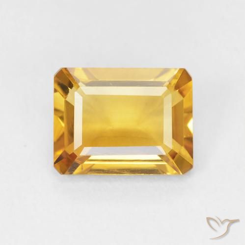 1.49ct Natural Medium Gold Citrine, Emerald Cut, VVS-VS
