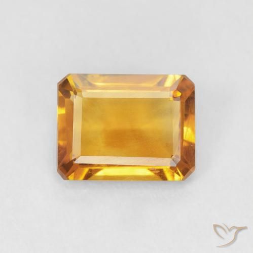 1.23ct Natural Medium Light Orange-Gold Citrine, Emerald Cut, VVS-VS