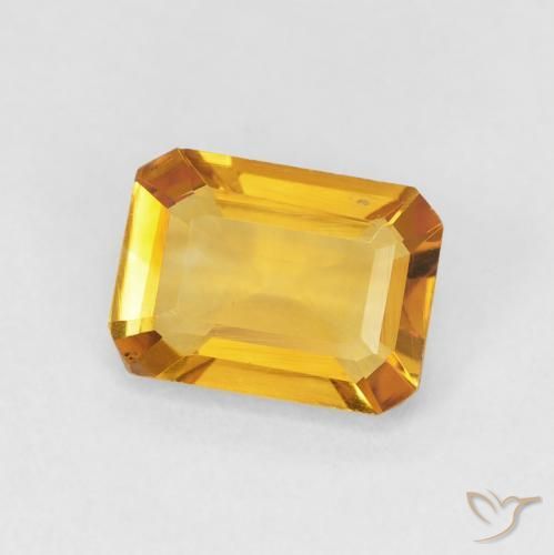 1.23 ct Golden Citrine Stone, Natural Citrine in Octagon Step Cut Shape for Sale