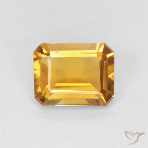 1.29ct Natural Medium Light Orange-Gold Citrine, Emerald Cut, VVS-VS