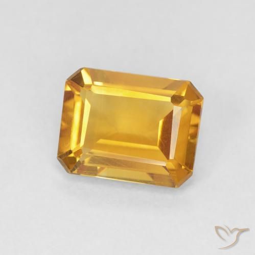 1.29 ct Golden Citrine Stone, Natural Citrine in Octagon Step Cut Shape for Sale
