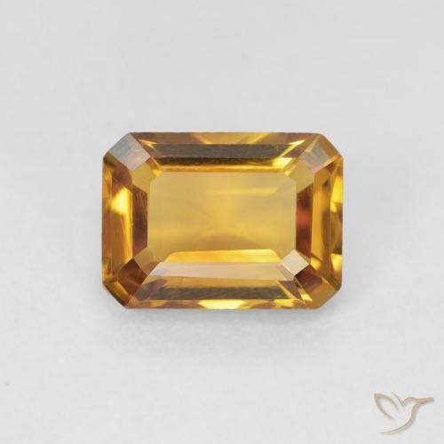 1.39ct Natural Medium Light-Golden Citrine, Emerald Cut, VVS-VS