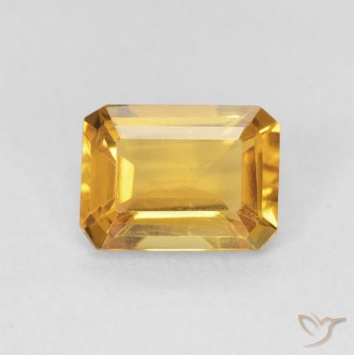 1.37ct Natural Orange-Gold Citrine, Emerald Cut, VVS-VS