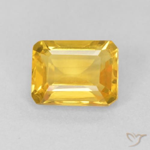 1.67ct Natural Medium Golden Citrine, Emerald Cut, VVS-VS