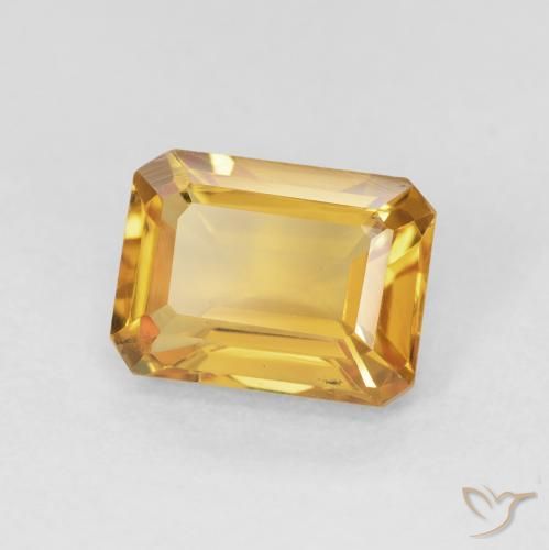 1.56 ct Golden Citrine Stone, Natural Citrine in Octagon Step Cut Shape for Sale