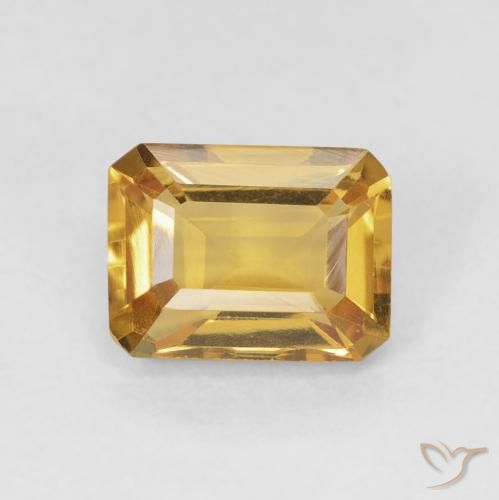 1.57ct Natural Golden Citrine, Emerald Cut, VS