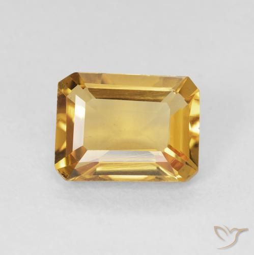 1.42ct Natural Golden Citrine, Emerald Cut, VS