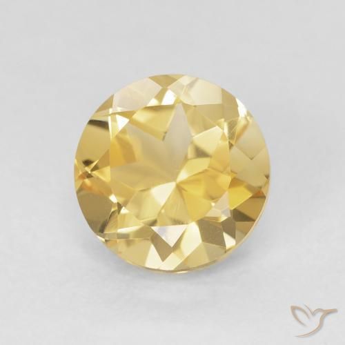 1.39 ct Golden Citrine Stone, Natural Citrine in Round Facet Shape for Sale