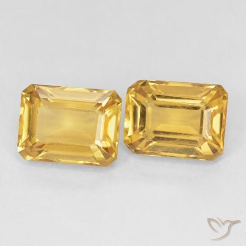 3.44 ctw Golden Citrine Stones, Natural Citrine in Octagon Step Cut Shape for Sale
