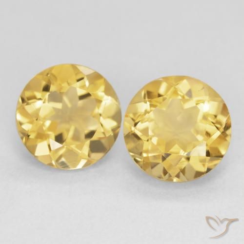 3.86 ctw Golden Citrine Gemstones, Citrine Gems in Round Facet Shape for Sale.