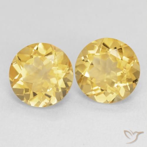 3.86 ctw Golden Citrine Stones, Natural Citrine in Round Facet Shape for Sale
