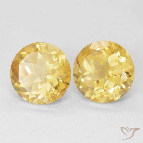 4.02 ctw Golden Citrine Stones, Natural Citrine in Round Facet Shape for Sale