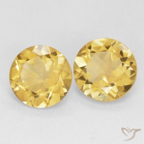 3.66 ctw Golden Citrine Stones, Natural Citrine in Round Facet Shape for Sale