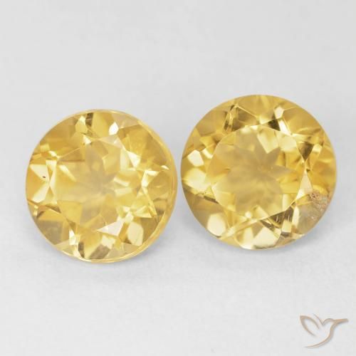 3.68 ctw Golden Citrine Stones, Natural Citrine in Round Facet Shape for Sale
