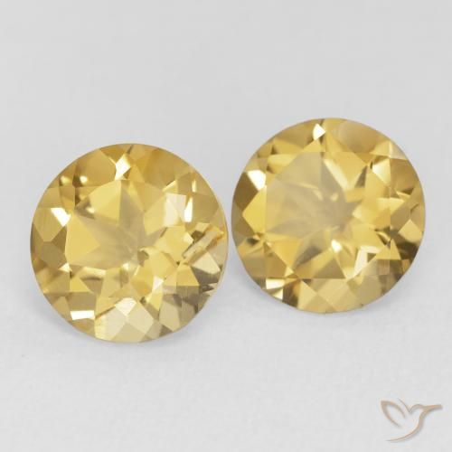 3.54 ctw Golden Citrine Stones, Natural Citrine in Round Facet Shape for Sale