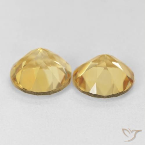 Citrine Gemstones in 8 mm (calibrated) Size for Sale, Citrine Stones in Medium Gold Color