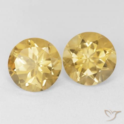 3.76 ctw Golden Citrine Stones, Natural Citrine in Round Facet Shape for Sale