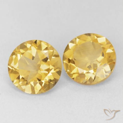 3.44 ctw Golden Citrine Stones, Natural Citrine in Round Facet Shape for Sale
