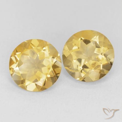 3.29 ctw Golden Citrine Stones, Natural Citrine in Round Facet Shape for Sale