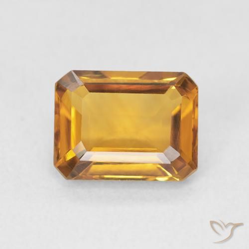 1.52ct Natural Golden Orange Citrine, Emerald Cut, VVS