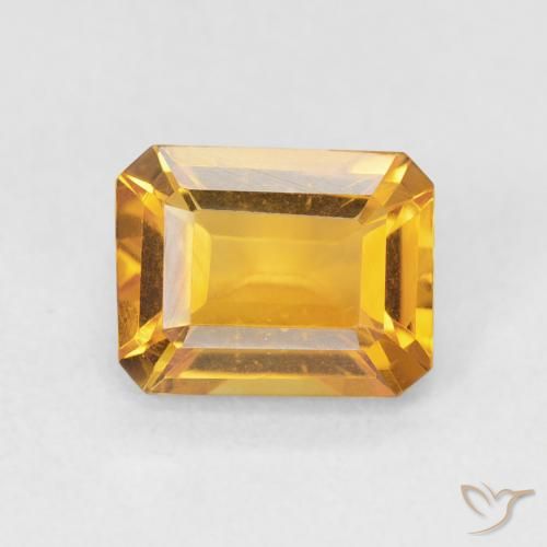 1.65ct Natural Medium Light-Golden Citrine, Emerald Cut, VVS