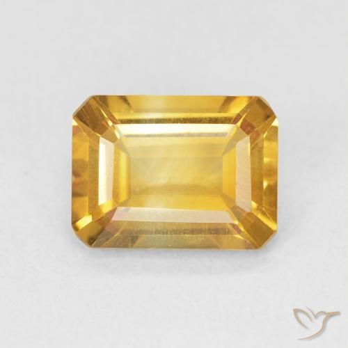 1.43ct Natural Medium Golden Citrine, Emerald Cut, VVS