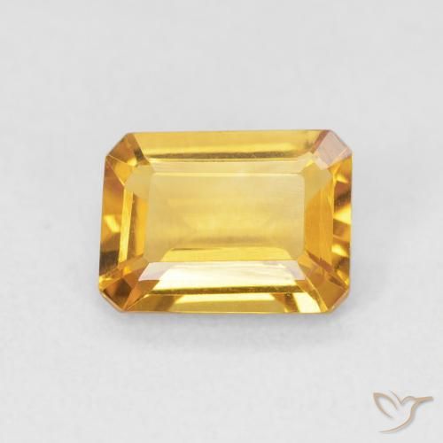 1.22ct Natural Golden Orange Citrine, Emerald Cut, VVS