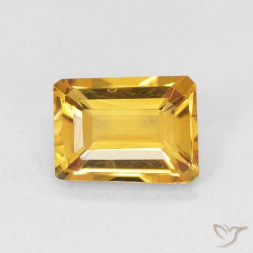 1.32ct Natural Golden Orange Citrine, Emerald Cut, VVS