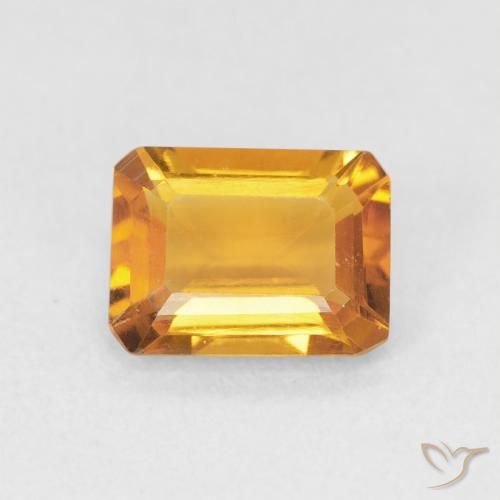 1.26ct Natural Medium Golden Citrine, Emerald Cut, VVS