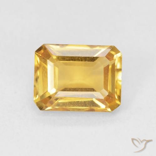 1.57ct Natural Golden Orange Citrine, Emerald Cut, VVS