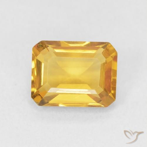 1.52ct Natural Golden Orange Citrine, Emerald Cut, VVS