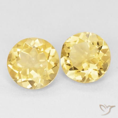 3.58 ctw Yellow Citrine Stones, Natural Citrine in Round Facet Shape for Sale