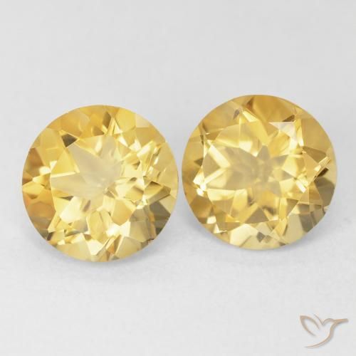 3.62 ctw Golden Citrine Stones, Natural Citrine in Round Facet Shape for Sale