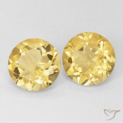 3.61 ctw Yellow Citrine Stones, Natural Citrine in Round Facet Shape for Sale