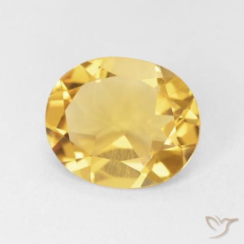 3.51 ct Yellow Citrine Stone, Natural Citrine in Oval Facet Shape for Sale