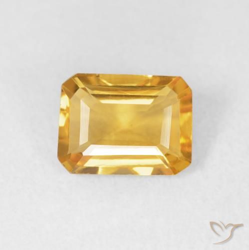 1.18ct Natural Bright Gold Citrine, Emerald Cut, VVS