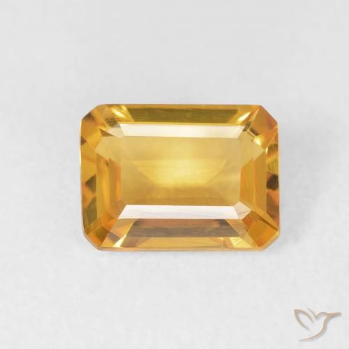1.49ct Natural Medium Light Orange-Gold Citrine, Emerald Cut, VVS