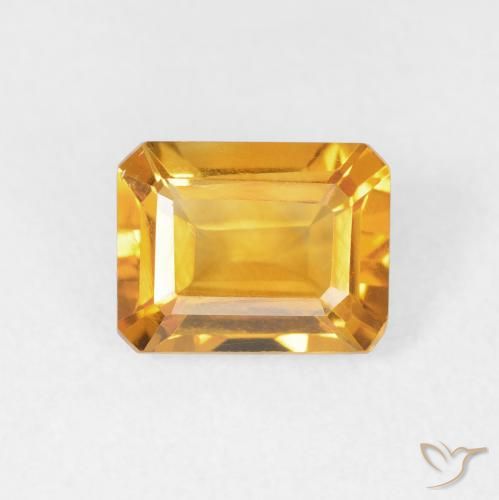 1.49ct Natural Orange-Gold Citrine, Emerald Cut, VVS-VS