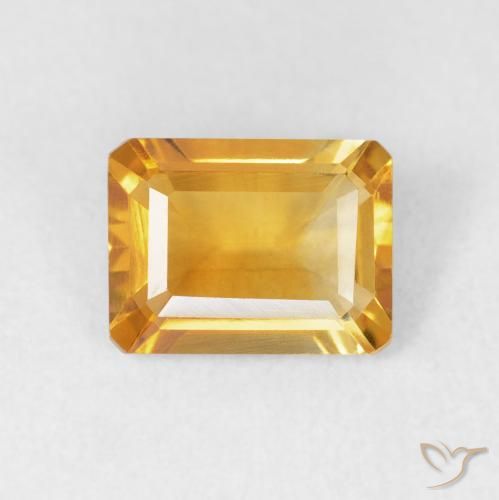1.51ct Natural Golden Orange Citrine, Emerald Cut, VVS-VS