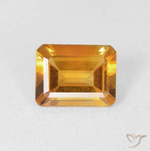 1.23ct Natural Dark Orange-Gold Citrine, Emerald Cut, VVS-VS