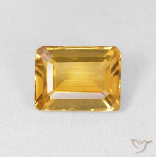 1.58ct Natural Medium Golden Citrine, Emerald Cut, VVS-VS