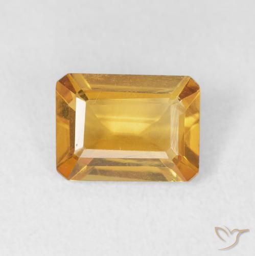 1.29ct Natural Deep Golden Orange Citrine, Emerald Cut, VVS-VS